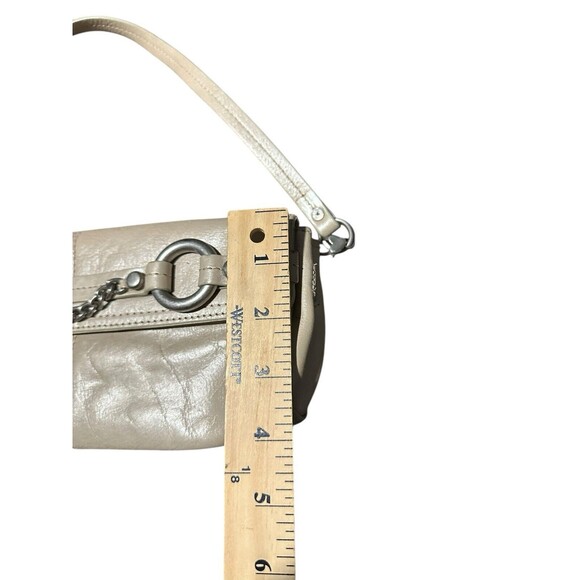 Vintage Juicy Couture Y2K 90s Baguette Mini Leather Shoulder Bag Purse Cream - Picture 3 of 10